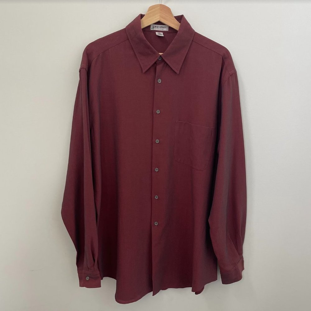 Giorgio Armani Burgundy Button Up